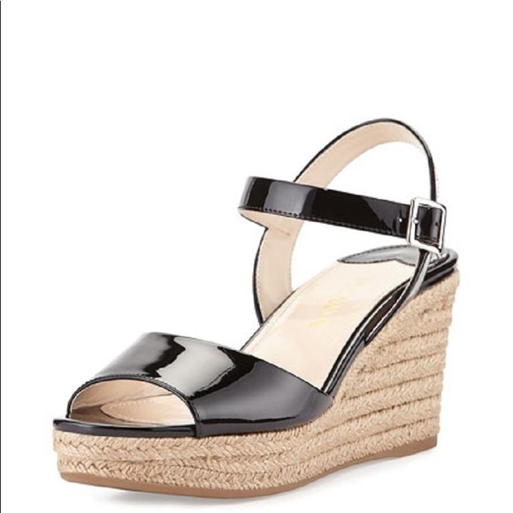 Prada Patent Wedge Espadrille Sandal - Picture 1 of 6